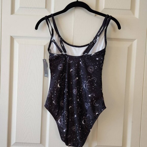 No Boundaries Black Swimsuit Bathing Suit Size S Celestial Stars and Moon Print - Picture 7 of 10